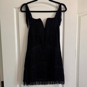 SHEIN Black Fringe Mini Dress